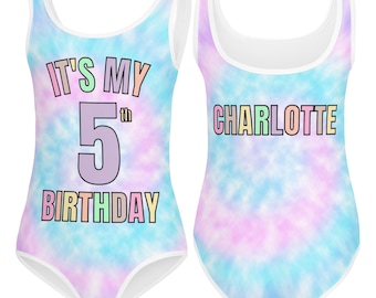 Personalized Tie-Dye Leotard: Custom Name & Age, Girls Gymnastics