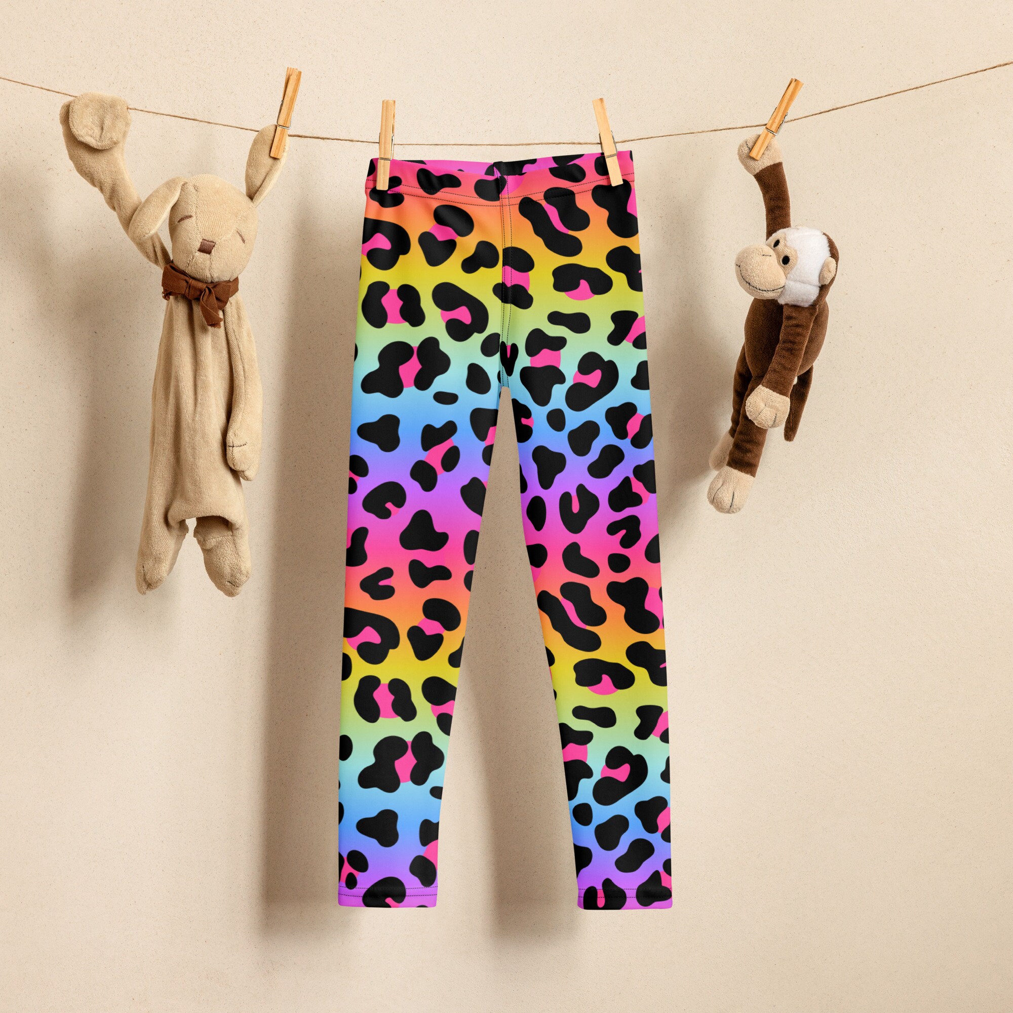 Girls Rainbow Cheetah Leggings: Buttery Soft Animal Print