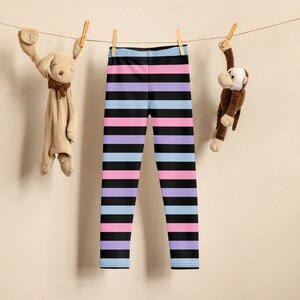 Girls Colorful Striped Buttery Soft Leggings, Pastel Striped Toddler Leggings, Dance Leggings, Gymnastics Leggings, Cheer Leggings