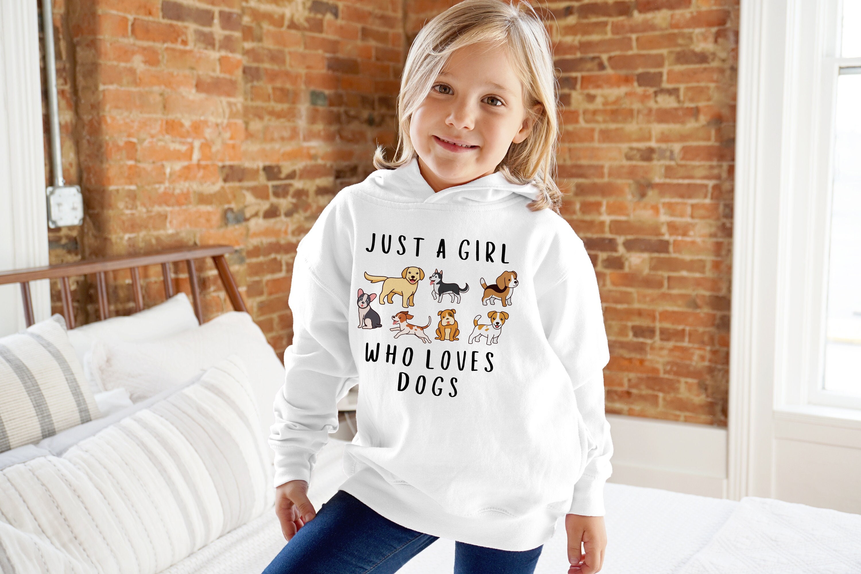 Girls 'just A Girl Who Loves Dogs' Hoodie With Pocket Toddler Hoodie Comfy Dog Lover Shirt Puppy ...