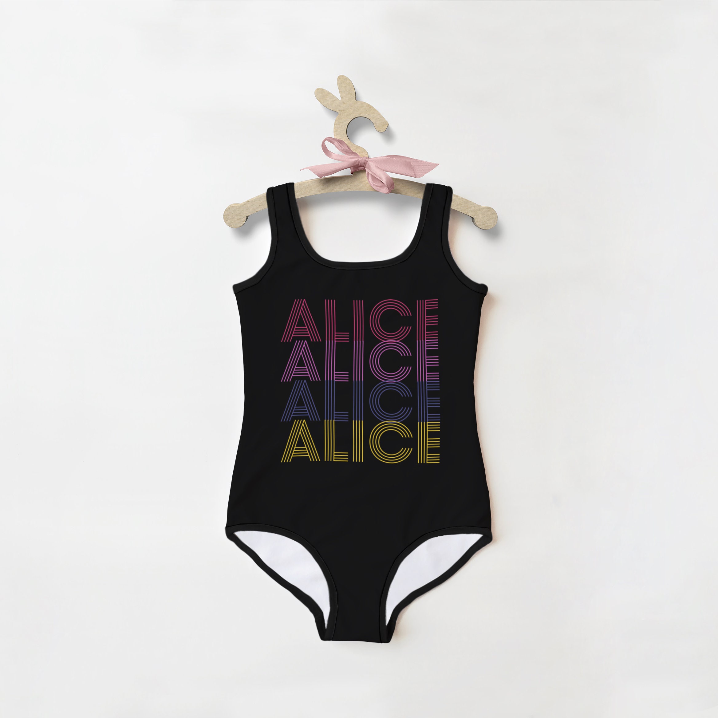 Girls Custom Name Swimsuit | UPF 50+ UV Sun Protection | Toddler Bathing Suit