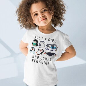 Girls &#39;Just A Girl Who Loves Penguins&#39; Penguin T-Shirt, Gift For Penguin Lovers