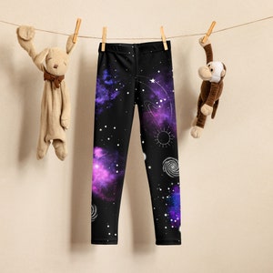 Kids Nebula Galaxy Buttery Soft Leggings, Space Print Toddler Leggings, Dance Leggings, Gymnastics Leggings, Cheer Leggings