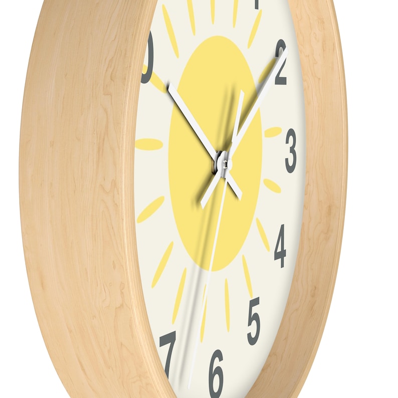 Yellow Sun Wall Clock Nursery Room Decor Kids Bedroom Etsy