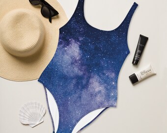 Women's Realistic Galaxy Swimsuit | UPF 50+ UV Sun Protection | One Piece Bathing Suit | Quick Drying | Astronaut | Solar System | Space