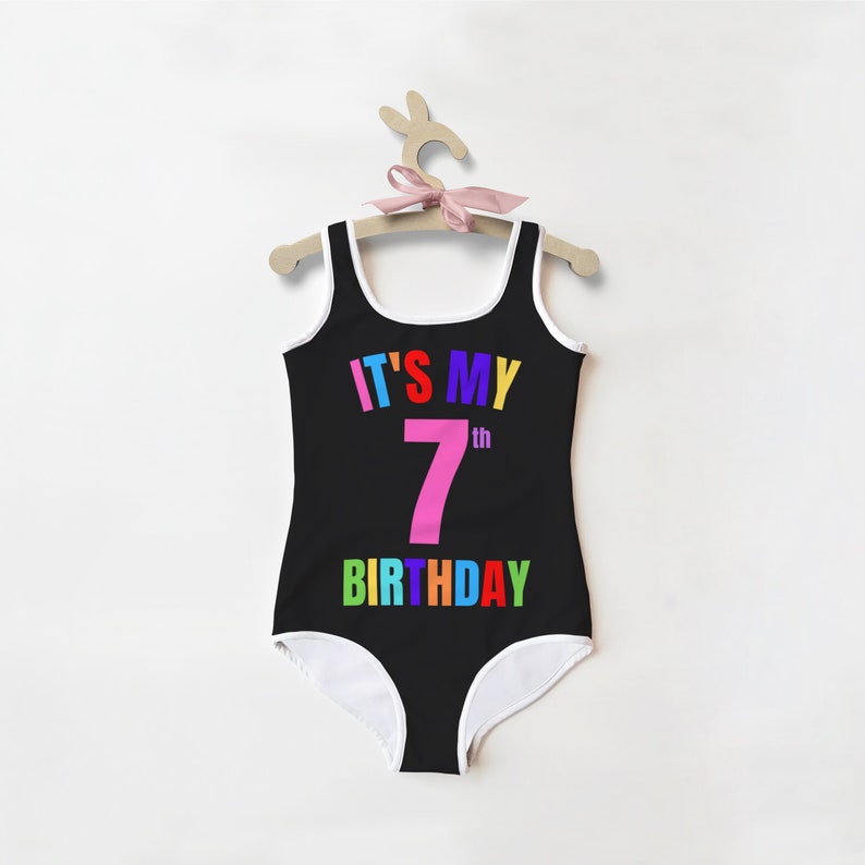Girls Custom Age It's My Birthday Swimsuit UPF 50 UV Etsy