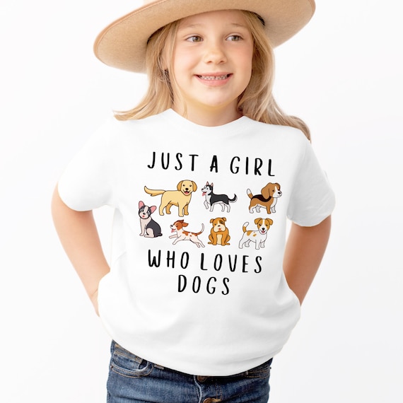 Girls Dog T-Shirt: Just a Girl Who Loves Dogs Puppy Tee