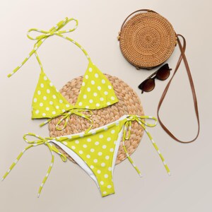 Bikini string jaune ultra doux pour femme, recyclé, ultra doux, UPF 50+