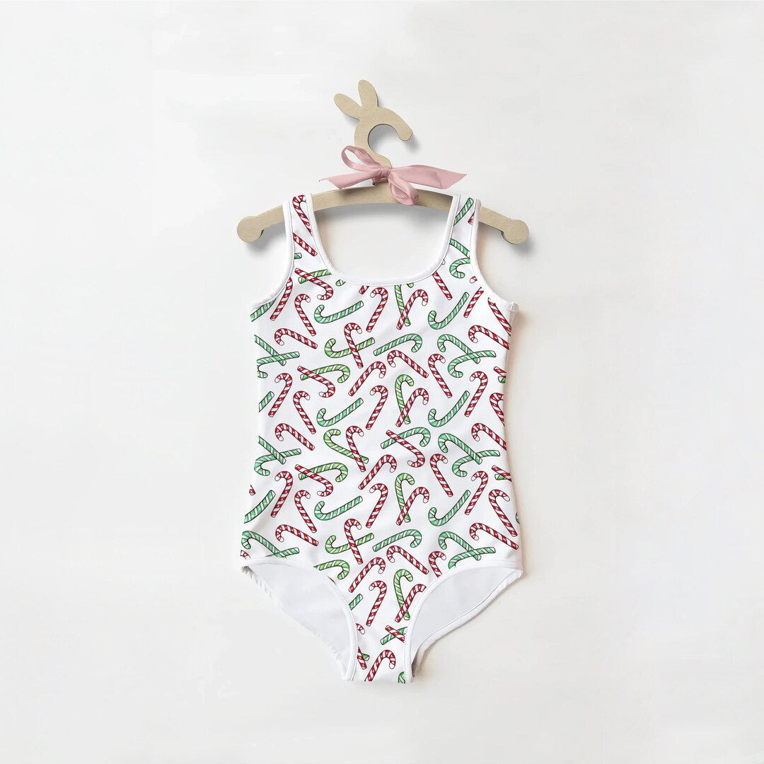 Women's Candy Canes & Christmas Trees Buttery Soft Swimsuit With UPF 50+ main image 0