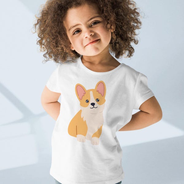 Kids Corgi Dog T-Shirt, Puppy Gift For Children, Toddler Graphic Tee, Pet Lovers Shirt