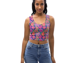 Retro Floral Crop Top: 70s Hippie Style - Festival Fashion