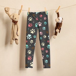 Kids Colorful Paw Print Buttery Soft Leggings, Fun Animal Print Toddler Leggings, Dance Leggings, Gymnastics Leggings, Cheer Leggings