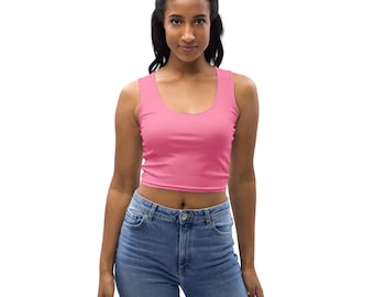 Pink Crop Top: Buttery Soft Fitted Sleeveless Top