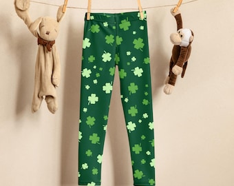 Kids Lucky Clover Buttery Soft Leggings, St. Patrick’s Day Leggings For Toddlers, Girls Leggings, Boys Leggings