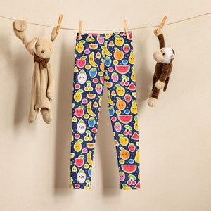 Girls Emoji Fruit Buttery Soft Leggings, Smile Face Leggings, Kawaii Food, Dance Leggings, Gymnastics Leggings, Cheer Leggings, Cheerleader