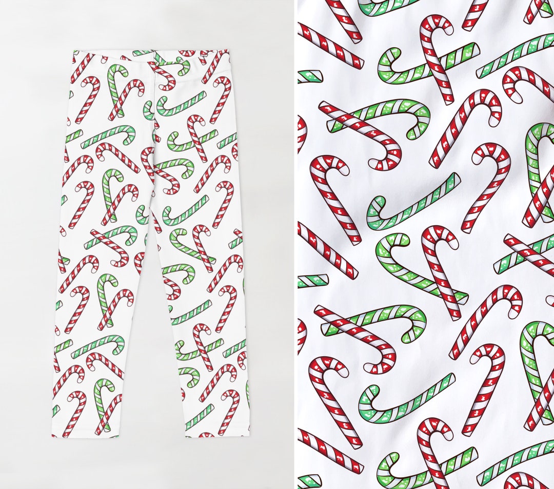 Girls Red & Green Candy Cane Leggings UPF 50 UV Sun Etsy