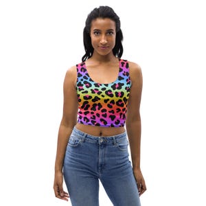 Rainbow Leopard Crop Top: Buttery Soft Colorful Cheetah Print