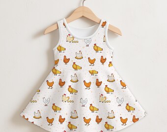 Girls Sleeveless A-Line Easter Dress – Chicken Farm Boutique Style, Knee-Length (New)