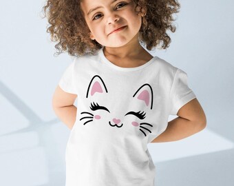Girls' Cat Graphic Tee, Soft Cotton Kids' T-Shirt