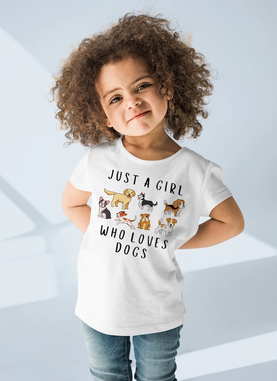 Girls Dog T-Shirt: Just a Girl Who Loves Dogs Puppy Tee
