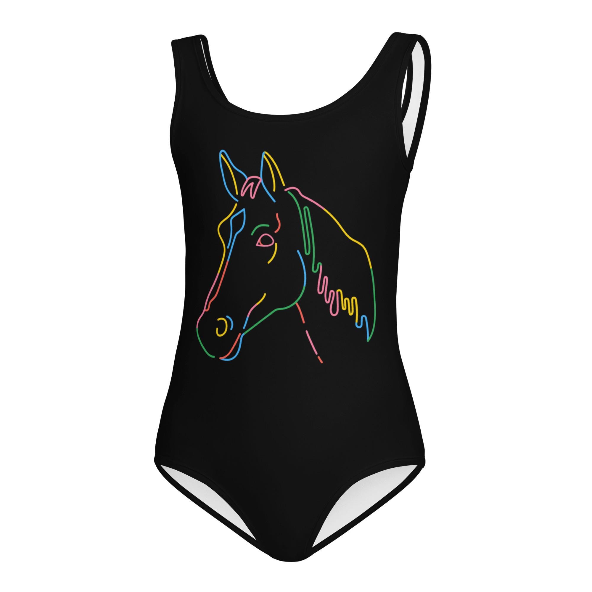Girls' Colorful Horse Leotard: Buttery Soft Gymnastics Apparel