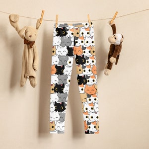 Girls Cat Buttery Soft Leggings, Kitten Activewear For Children, Toddler Kitty Leggings