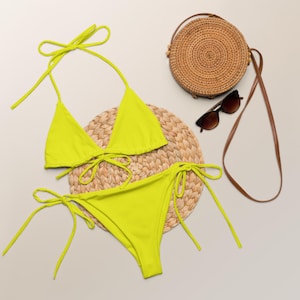 Women&#39;s Yellow Buttery Soft Recycled String Bikini With UPF 50+