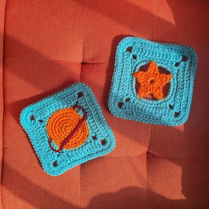 Planet and Star Granny Square Motif Pattern - Celestial Starpack