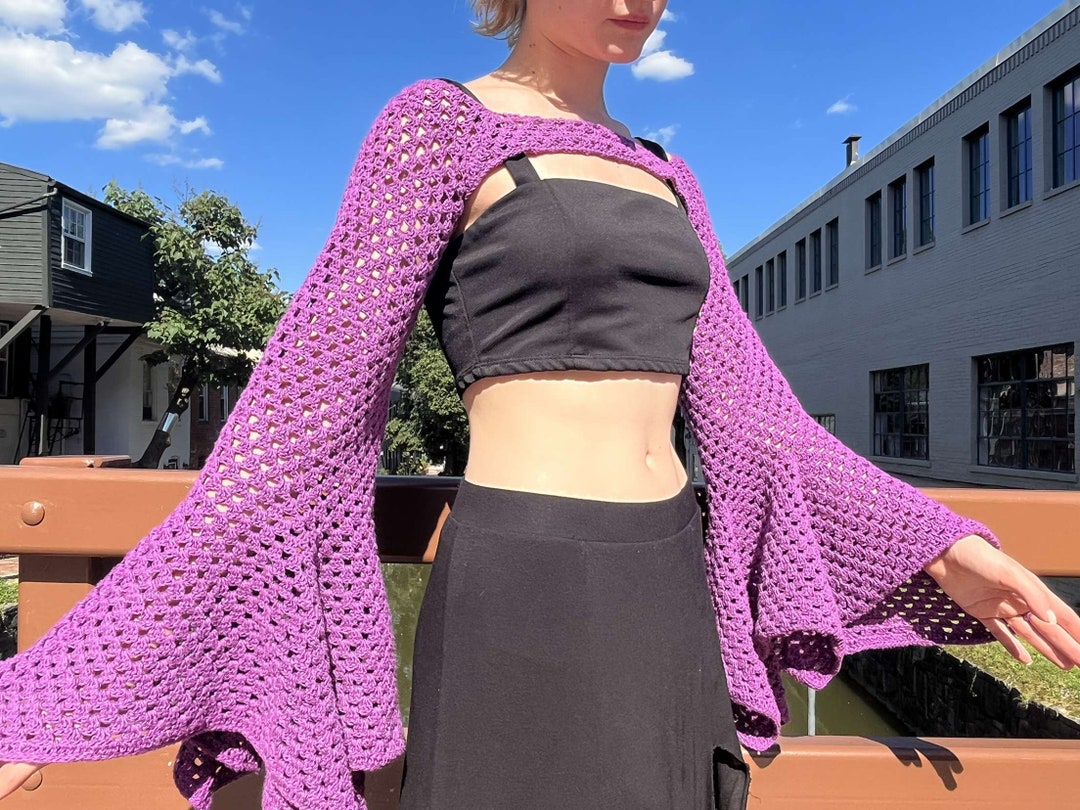 Butterfly Bell Sleeve Wrap Top Purple