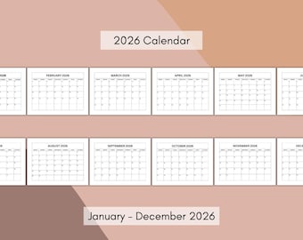 2026 Calendar Bundle - 12 Months (PDF)