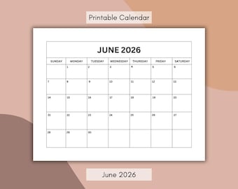 June 2026 Printable Calendar (PDF)