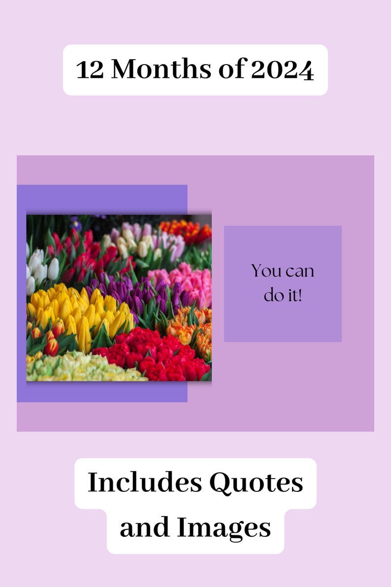 2024 Calendar Printable PDF Digital Download File 12 Months 2024