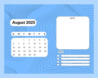 PRINTABLE August 2023 Calendar Printable Wall Calendar 2023 Calendar for August Monthly Desk Calendar Home Office Calendar PDF PNG Version 3