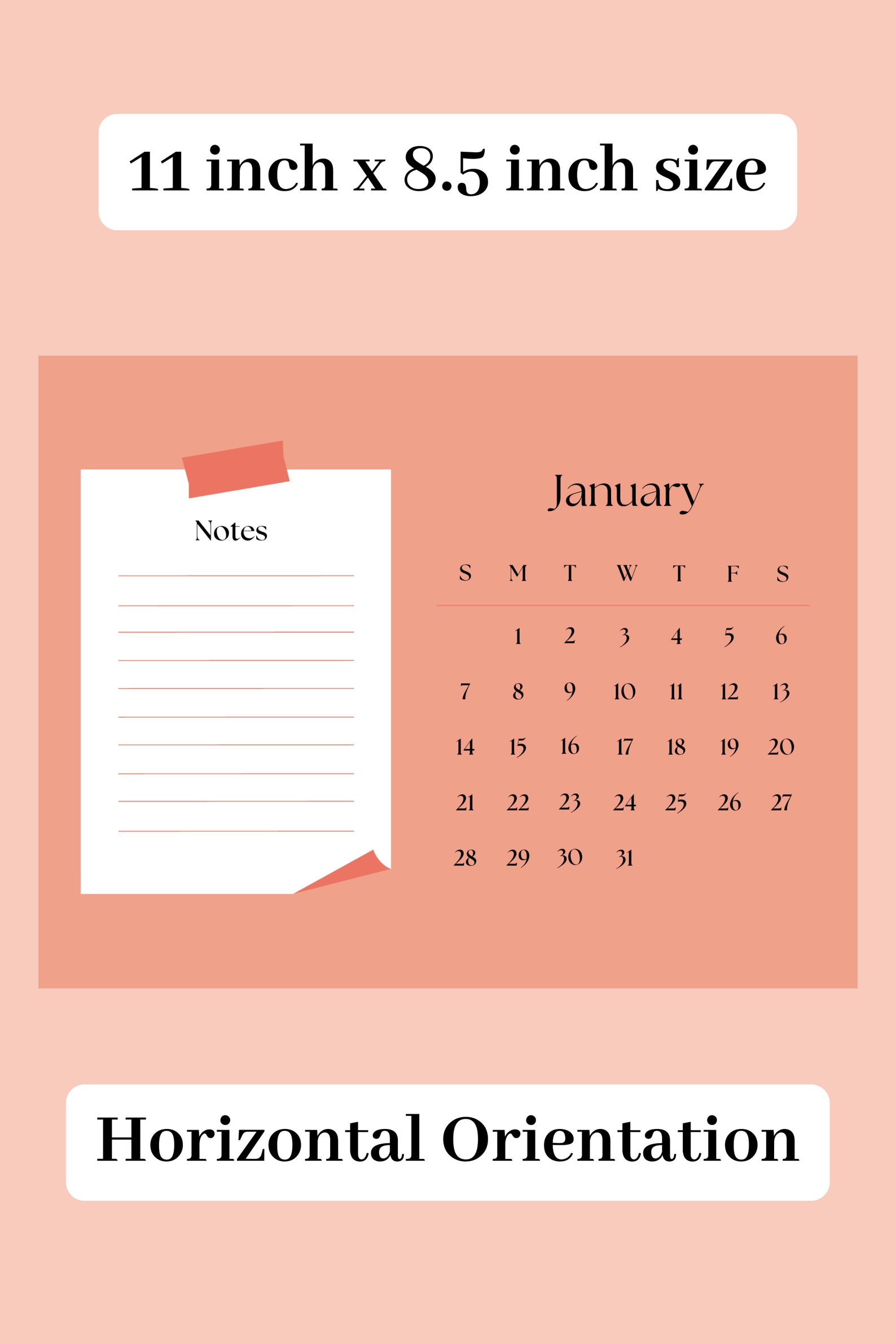 2024 Calendar Printable PDF Digital Download File 12 Months 2024