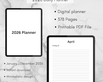 2026 Daily Planner | Minimalistic Monthly Planner (PDF)