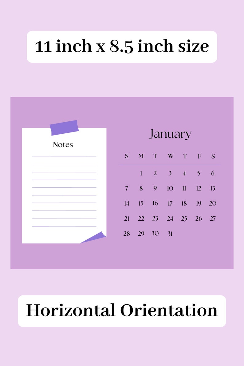 2024 Calendar Printable PDF Digital Download File 12 Months 2024