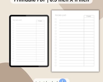 To Do List with Time Section | Printable Template PDF