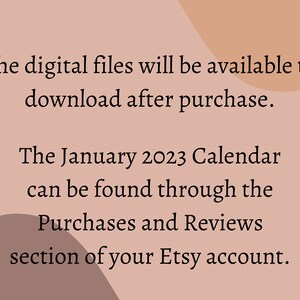 January 2023 Printable Calendar PDF PNG JPG Digital Download Pink Flowers Month Planner New Year January Calendar Minimal Pastel Style 1 image 4