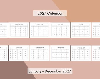 2027 Calendar Bundle - 12 Months (PDF)