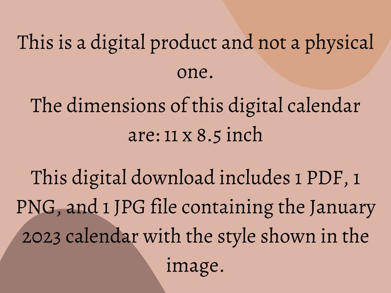 January 2023 Printable Calendar PDF PNG JPG Digital Download Pink Flowers Month Planner New Year January Calendar Minimal Pastel Style 1 image 3