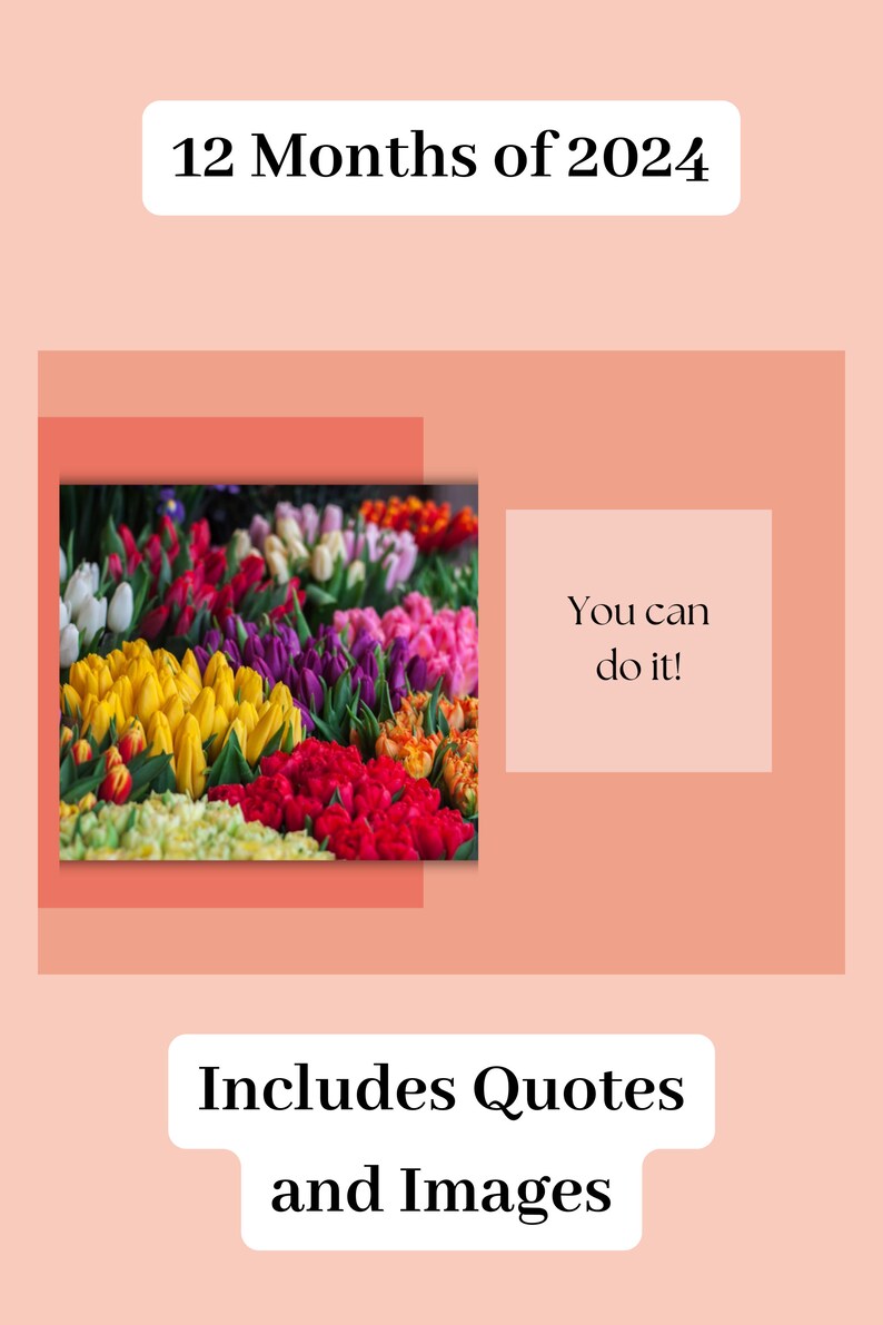 2024 Calendar Printable PDF Digital Download File 12 Months 2024