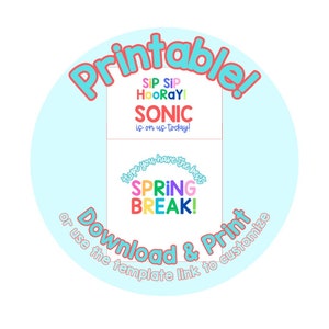 Sirotez, sirotez, hourra !  Sonic est offert aujourd'hui ! Étiquette de carte-cadeau graphique lumineuse imprimable