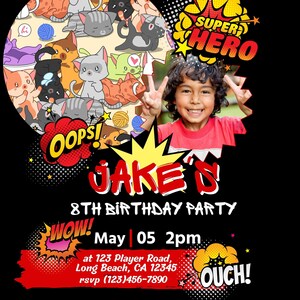 Comic Book Birthday Party Invitation Announcement