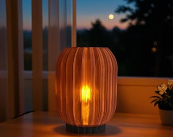 Japanese Inspired Lantern Table Lamp: 3D Printed, Soft Glow Bedside Light