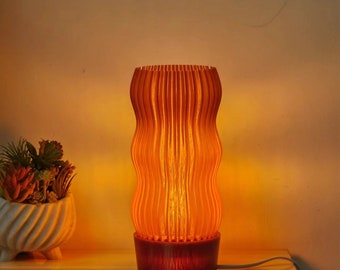 Wave AMBER table lamp_3d printed with 99% recycled plastic - LED Lamp - LED bulbs include