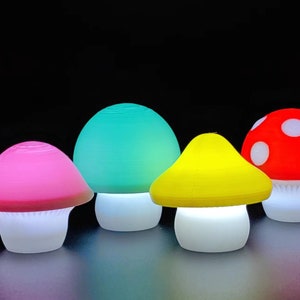 Mushroom - 3D Printed Accent Lamp - Mushroom Lamp - Many Color Options - Mood Lighting