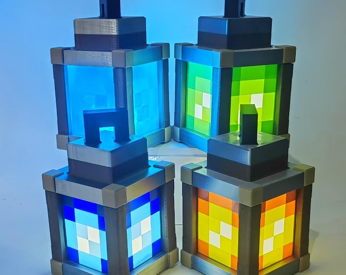 Pixelated Rechargeable Night Light Lantern – Gamer Room Decor