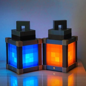 Pixelated Night Light Lantern Chargeable & Bigger Night Lamp Birthday Gift Kids Bedroom Decoration Gamer Room Decor image 1