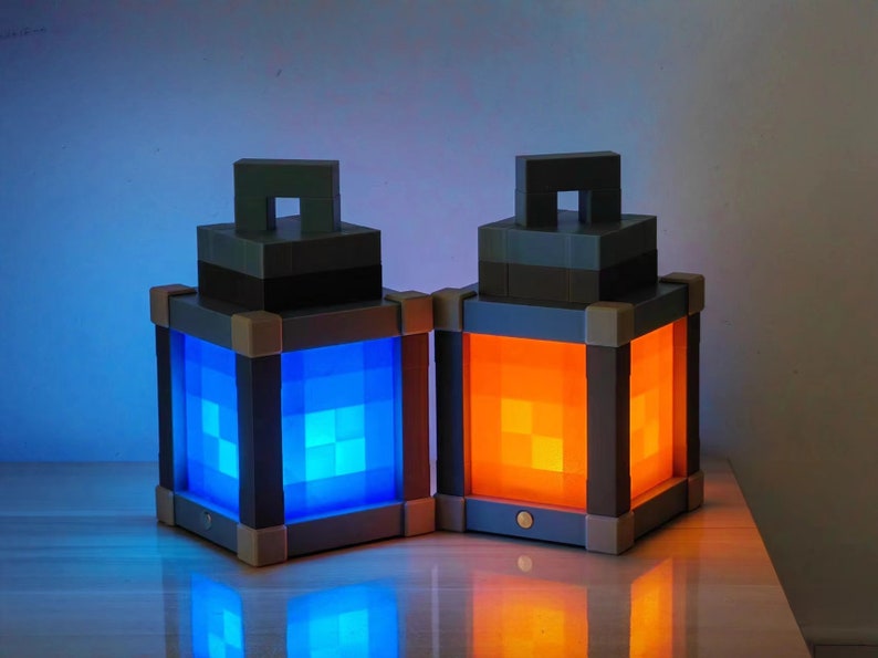 Pixelated Night Light Lantern Chargeable & Bigger Night Lamp Birthday Gift Kids Bedroom Decoration Gamer Room Decor image 1