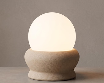 Lunaterra Sculptural Lamp | 3D Printed Matte Clay Table Light, Wabi Sabi Night Light (210mm)